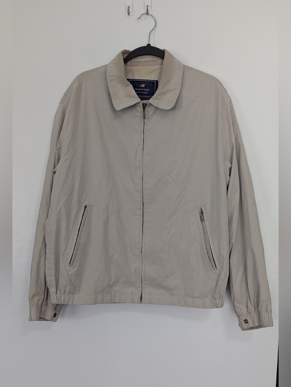 Vintage Y2K 2001 Newport Harbor Size Large Tan Zip Harrington Jacket